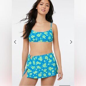 Ardene Floral Printed Blue & Green Bathing Suit Set